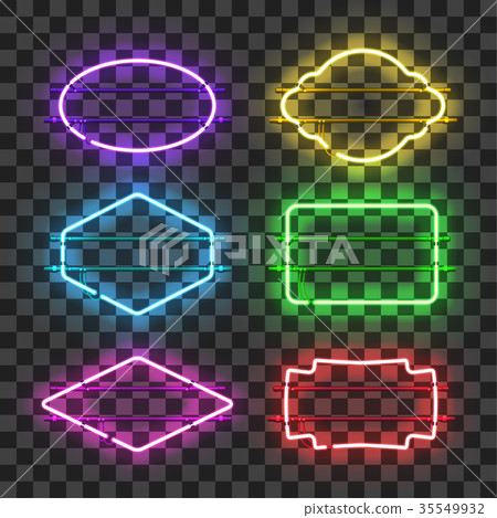 Set of realistic glowing neon frames 35549932