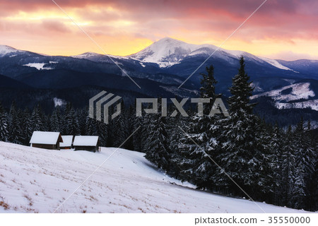 Fantastic landscape with snowy house Fantastic landscape with snowy house 35550000