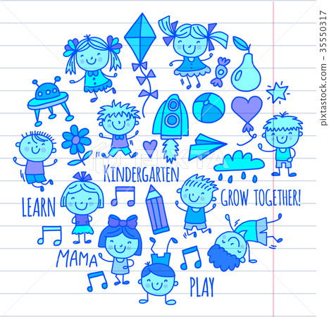 Kids drawing Kindergarten School Happy children Kids drawing Kindergarten School Happy children 35550317