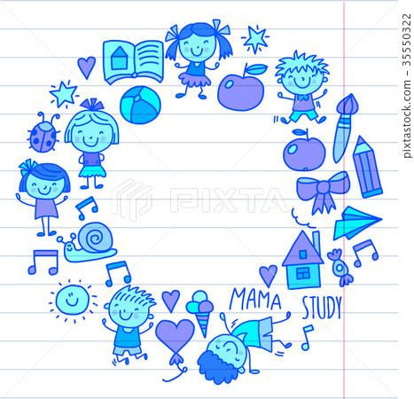Kids drawing Kindergarten School Happy children 35550322