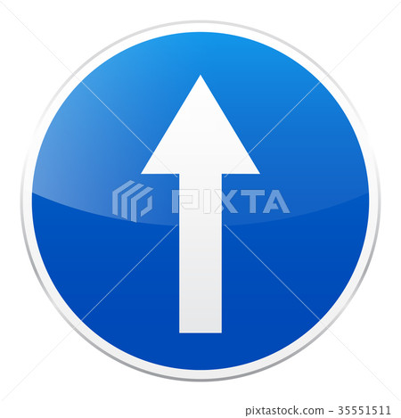 Road blue sign on white background. Road traffic 35551511
