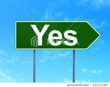 Finance concept: Yes on road sign background 35551588