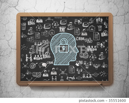 Finance concept: Head With Padlock on School board 35551600
