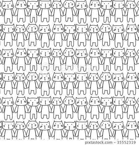 Hand drawn cats vector pattern. Doodle art. Hand drawn cats vector pattern. Doodle art. 35552319