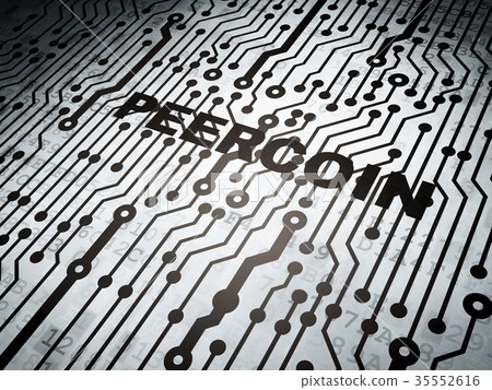 Blockchain concept: circuit board with Peercoin Blockchain concept: circuit board with Peercoin 35552616