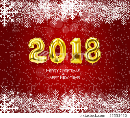 2018 New Year Background with Golden Balloon 35553450