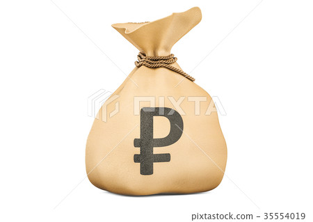 Money bag with ruble, 3D rendering 35554019