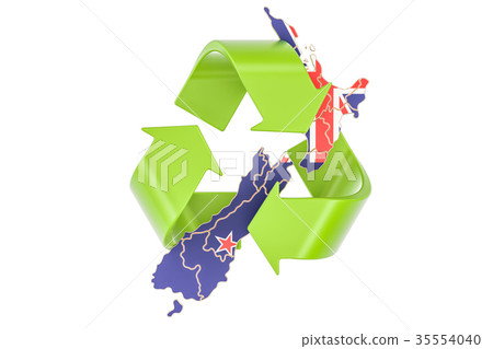 Recycling in New Zealand concept, 3D rendering 35554040