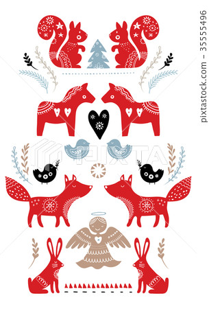 Scandinavian style Christmas banner, background 35555496