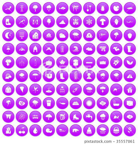 100 clouds icons set purple 35557861