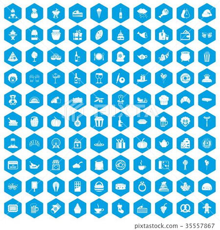 100 bounty icons set blue 35557867