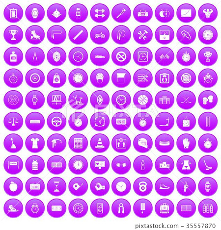 100 stopwatch icons set purple 35557870