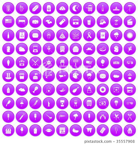 100 street food icons set purple 100 street food icons set purple 35557908