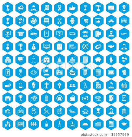 100 business career icons set blue 100 business career icons set blue 35557959