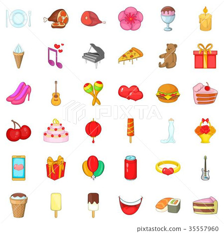 Holiday icons set, cartoon style 35557960