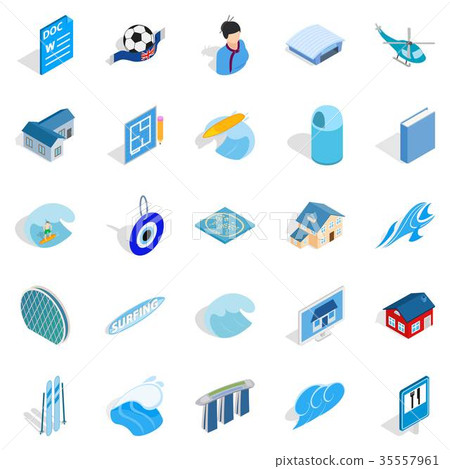 Singapore icons set, isometric style 35557961