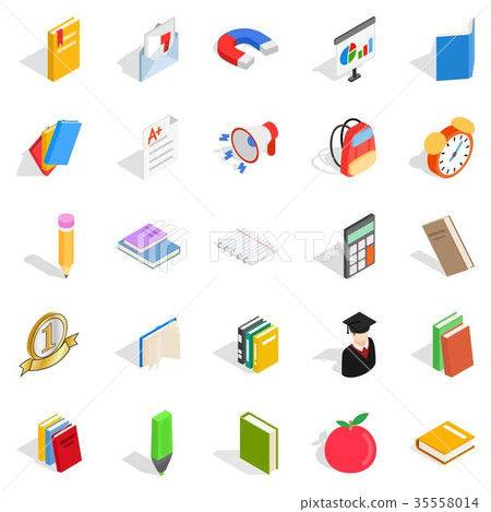 Textbook icons set, isometric style 35558014