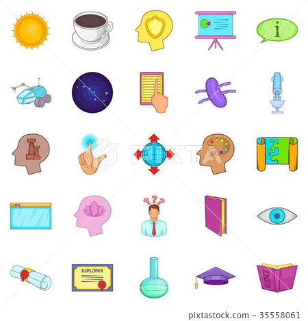 Brainwave icons set, cartoon style Brainwave icons set, cartoon style 35558061