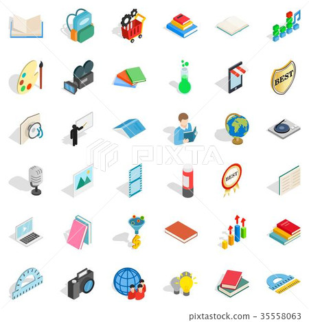 Studying icons set, isometric style 35558063