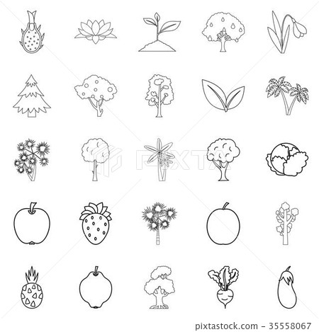 Harvest plants icons set, outline style Harvest plants icons set, outline style 35558067