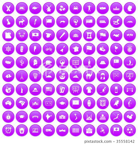 100 geography icons set purple 100 geography icons set purple 35558142