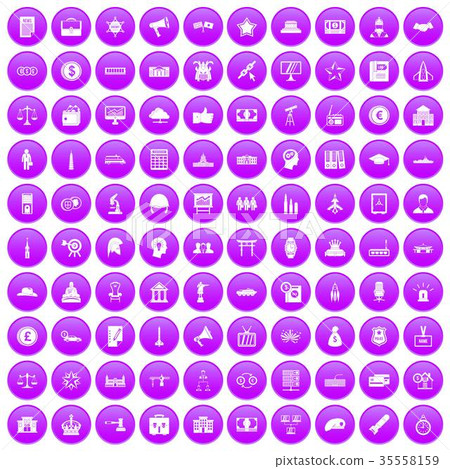 100 government icons set purple 35558159