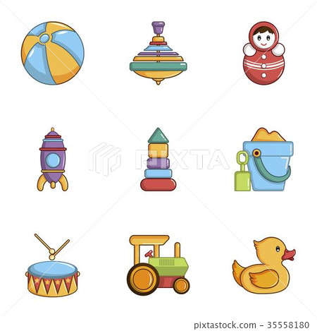 Toys icons set, cartoon style 35558180