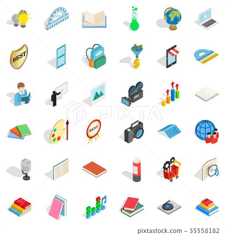 Science icons set, isometric style Science icons set, isometric style 35558182