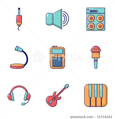 Voice recording icons set, flat style Voice recording icons set, flat style 35558262