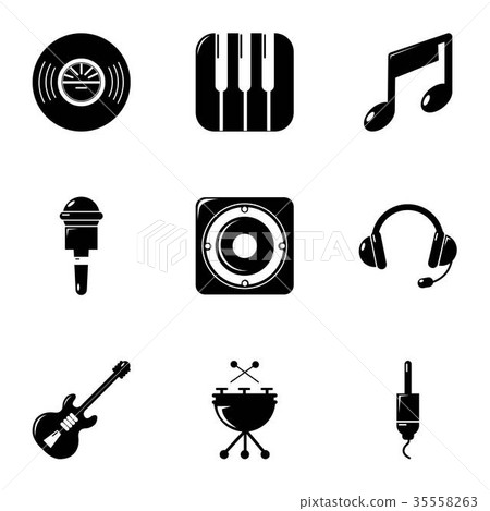 Voice recording icons set, simple style Voice recording icons set, simple style 35558263