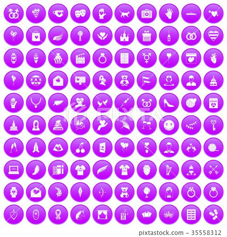 100 heart icons set purple 100 heart icons set purple 35558312