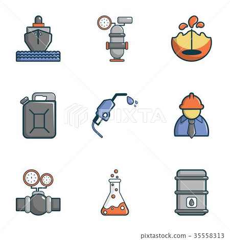 Oil transportation icons set, cartoon style 35558313