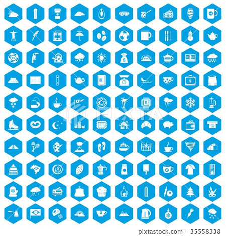 100 coffee cup icons set blue 100 coffee cup icons set blue 35558338