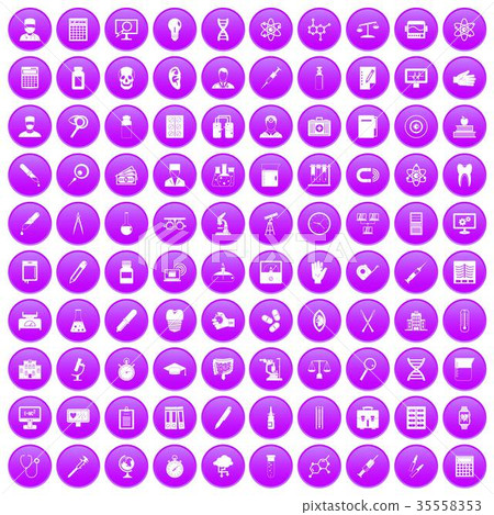 100 lab icons set purple - Stock Illustration [35558353] - PIXTA