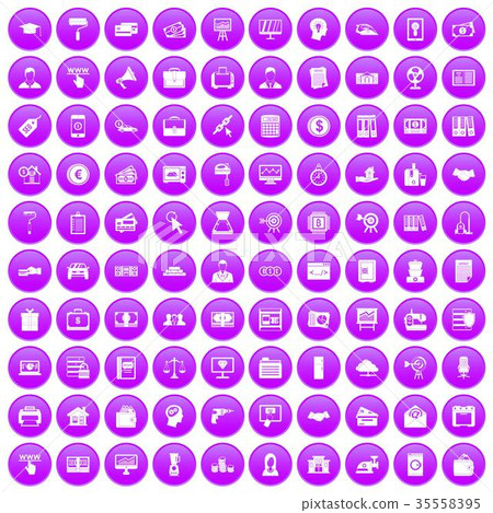 100 lending icons set purple 100 lending icons set purple 35558395