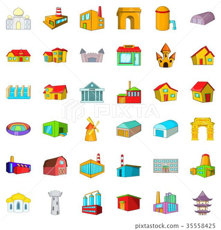 Big building icons set, cartoon style 35558425