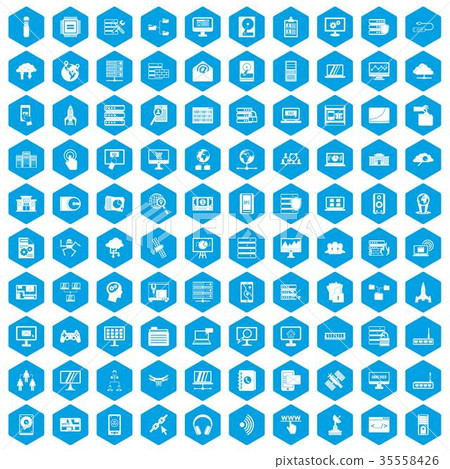 100 database and cloud icons set blue 100 database and cloud icons set blue 35558426
