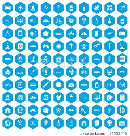 100 development icons set blue 35558440