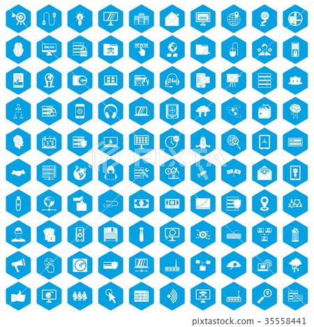 100 cyber security icons set blue 100 cyber security icons set blue 35558441