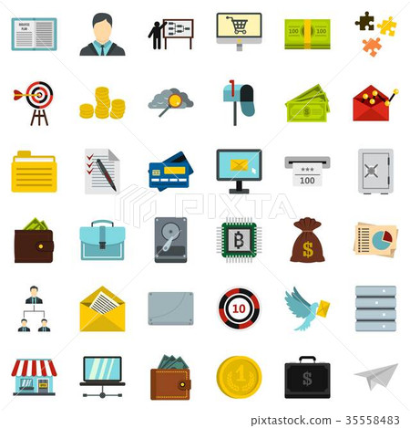 Business plan icons set, flat style 35558483