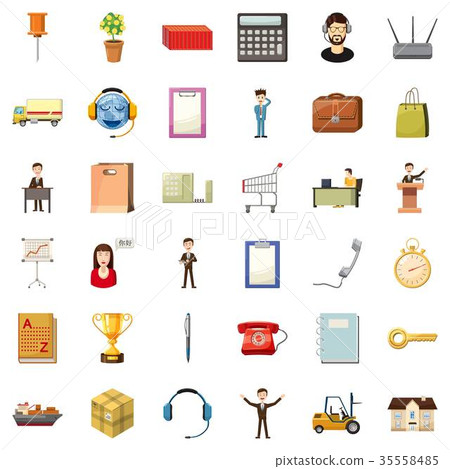 Business icons set, cartoon style 35558485