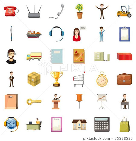 Businessman icons set, cartoon style 35558553