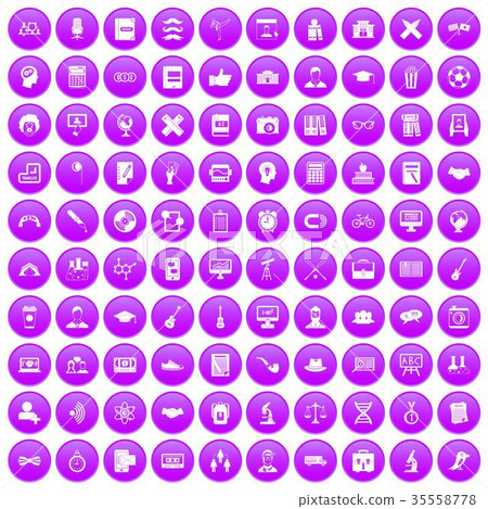 100 student icons set purple 35558778