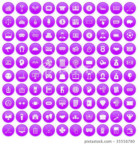 100 sweepstakes icons set purple 35558780
