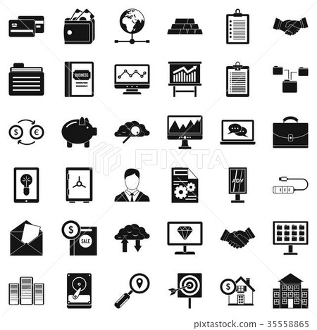 Online business icons set, simple style 35558865