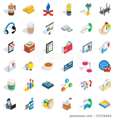 Business start icons set, isometric style 35558988