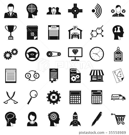 Business road icons set, simple style 35558989