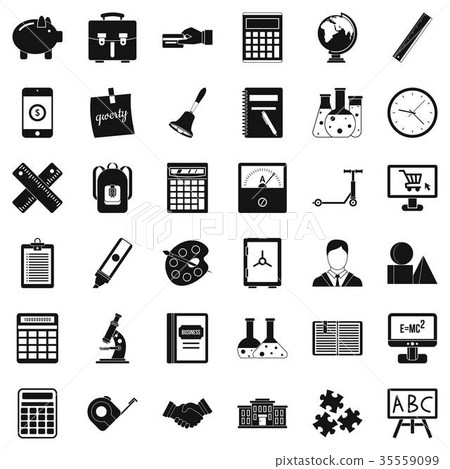 Small computer icons set, simple style 35559099