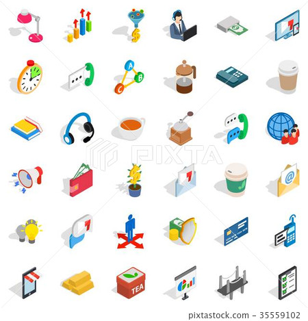 Business start up icons set, isometric style Business start up icons set, isometric style 35559102