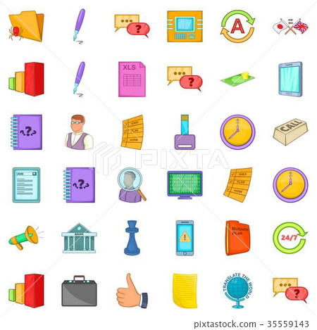 Business meeting icons set, cartoon style Business meeting icons set, cartoon style 35559143